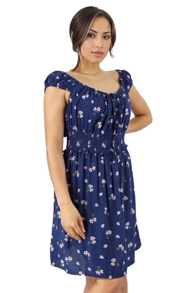 Smocked Waist Drawstring Mini Dress XD21