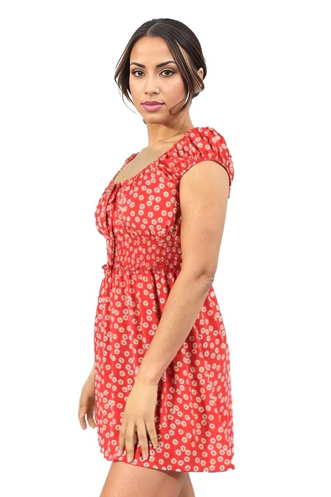 Smocked Waist Drawstring Mini Dress XD21