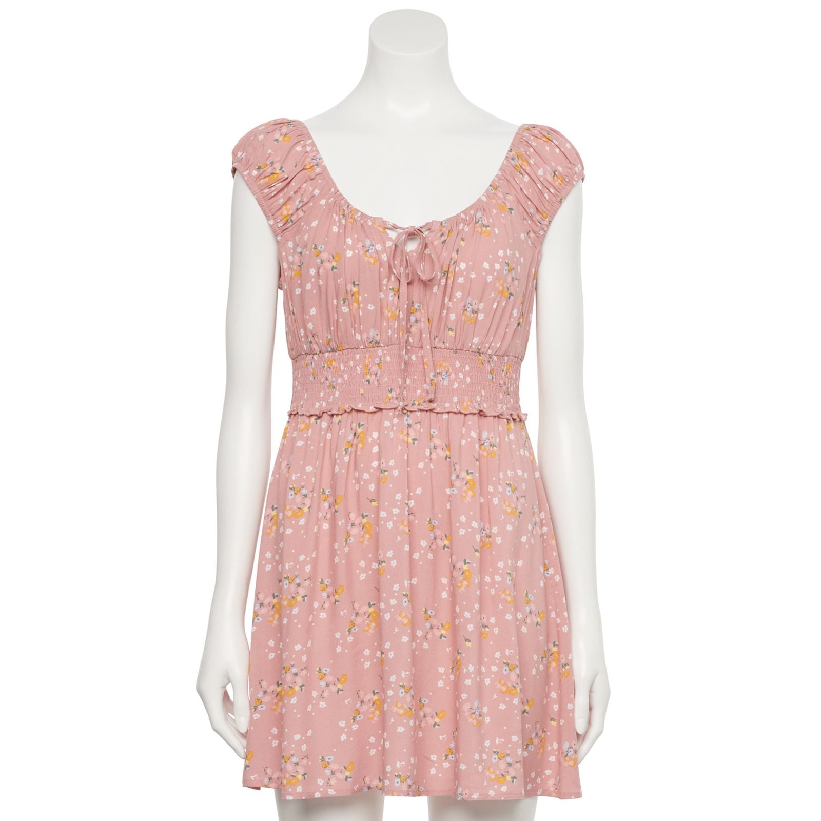Smocked Waist Drawstring Mini Dress XD21