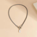 Snake Bone Chain Irregular Imitation Pearl Necklace - XD21