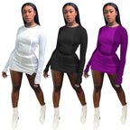 Solid Color Sports Top & Short Skirt Set XD21