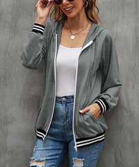 Solid Color Zipper Hooded Long Sleeve Jacket XD21