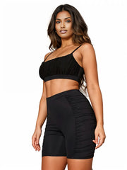 Solid Crop Cami Top & Ruched Biker Shorts XD21