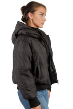 Solid Cropped Padded Jacket With Hood XD21
