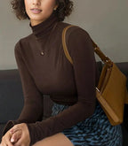 Solid Form-Fitting Turtleneck Top XD21