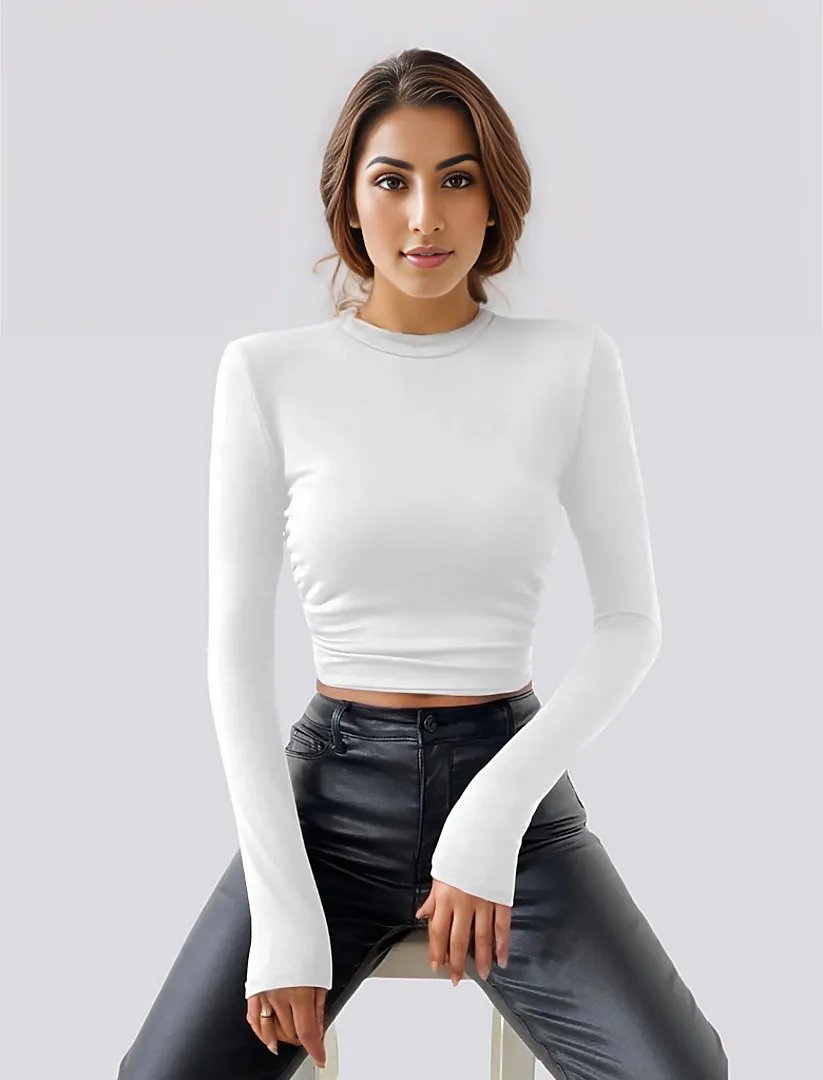 Solid Form-Fitting Turtleneck Top XD21