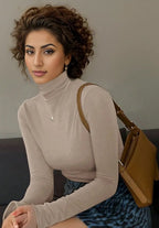 Solid Form-Fitting Turtleneck Top XD21