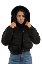 Solid Fur Hooded Padded Coat jacket XD21