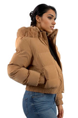 Solid Fur Hooded Padded Coat jacket XD21