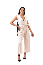 Solid Halter Neck Wide Leg Plisse Jumpsuit XD21