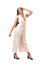 Solid Halter Neck Wide Leg Plisse Jumpsuit XD21