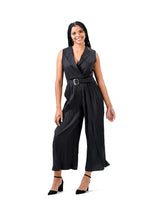 Solid Halter Neck Wide Leg Plisse Jumpsuit XD21