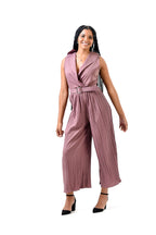 Solid Halter Neck Wide Leg Plisse Jumpsuit XD21