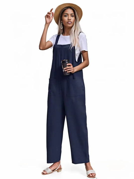 Solid Overall Jumpsuit Dual Pocket Without Tee XD21