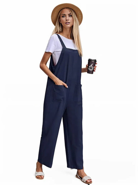 Solid Overall Jumpsuit Dual Pocket Without Tee XD21