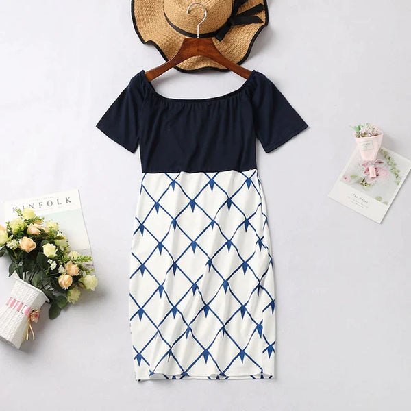 12pcs Solid Plaid Patch Work Bodycon Dress - Bundle