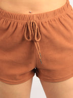 Solid Pullover & Tie Front Shorts Lounge Set XD21