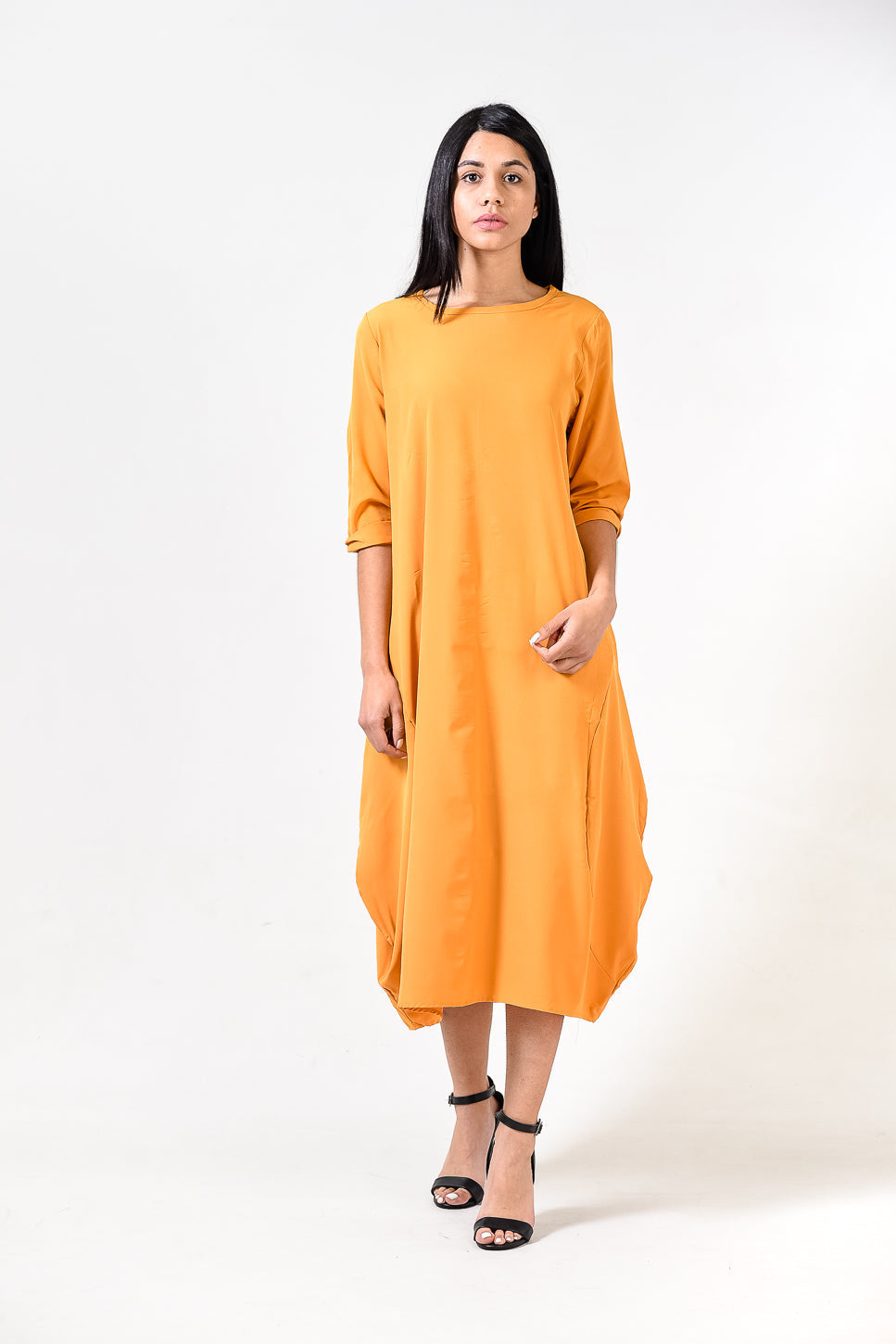 Solid Round Neck A Line Dress XD21