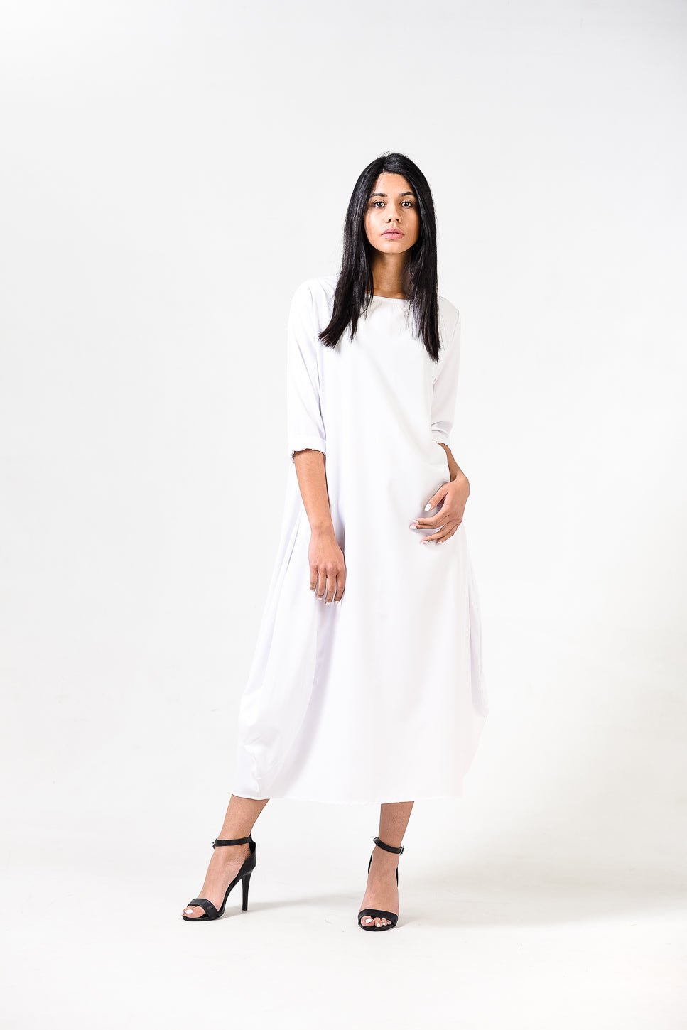 Solid Round Neck A Line Dress XD21