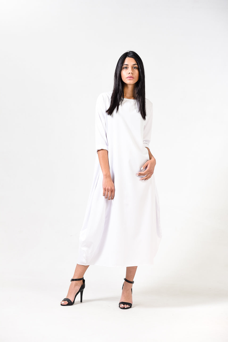 Solid Round Neck A Line Dress XD21