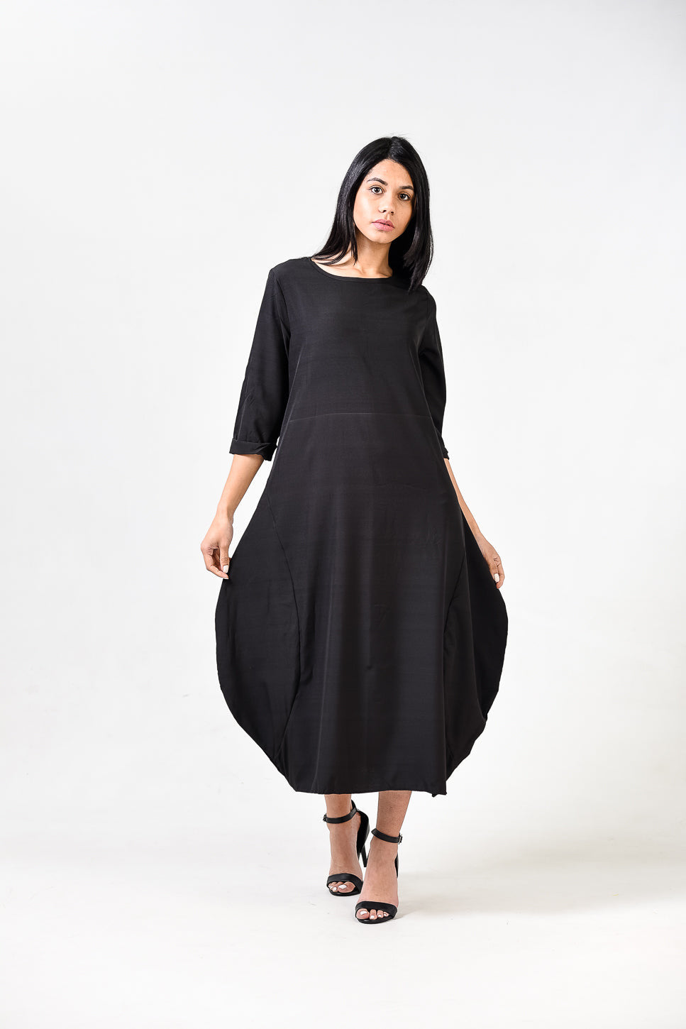 Solid Round Neck A Line Dress XD21