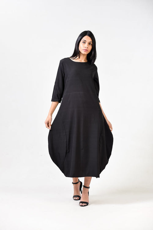 Solid Round Neck A Line Dress XD21