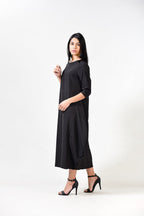 Solid Round Neck A Line Dress XD21