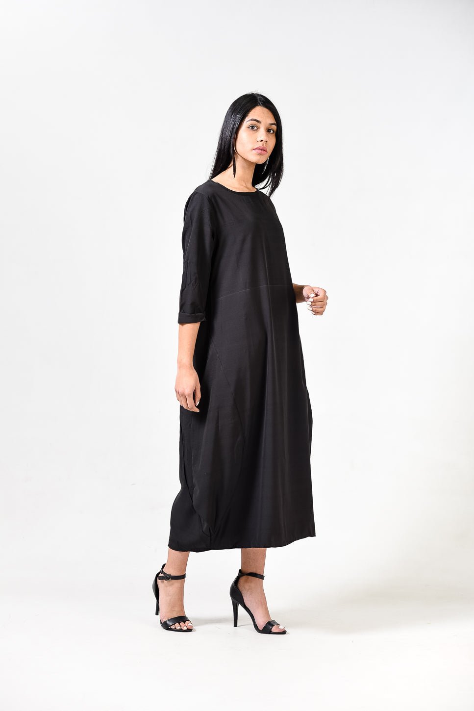 Solid Round Neck A Line Dress XD21