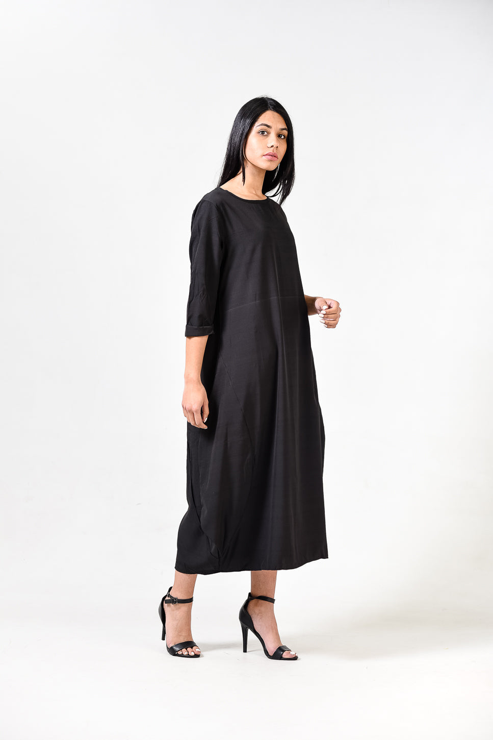 Solid Round Neck A Line Dress XD21