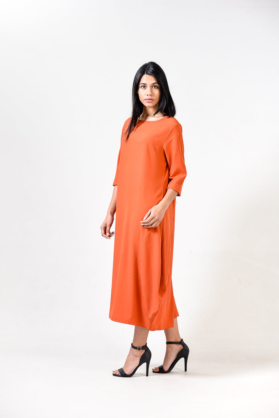 Solid Round Neck A Line Dress XD21