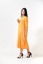 Solid Round Neck A Line Dress XD21