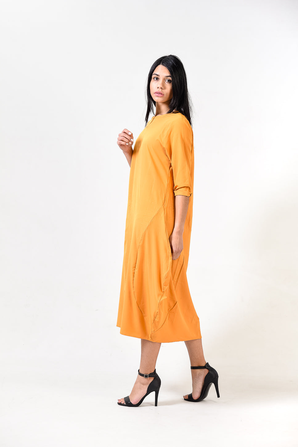 Solid Round Neck A Line Dress XD21