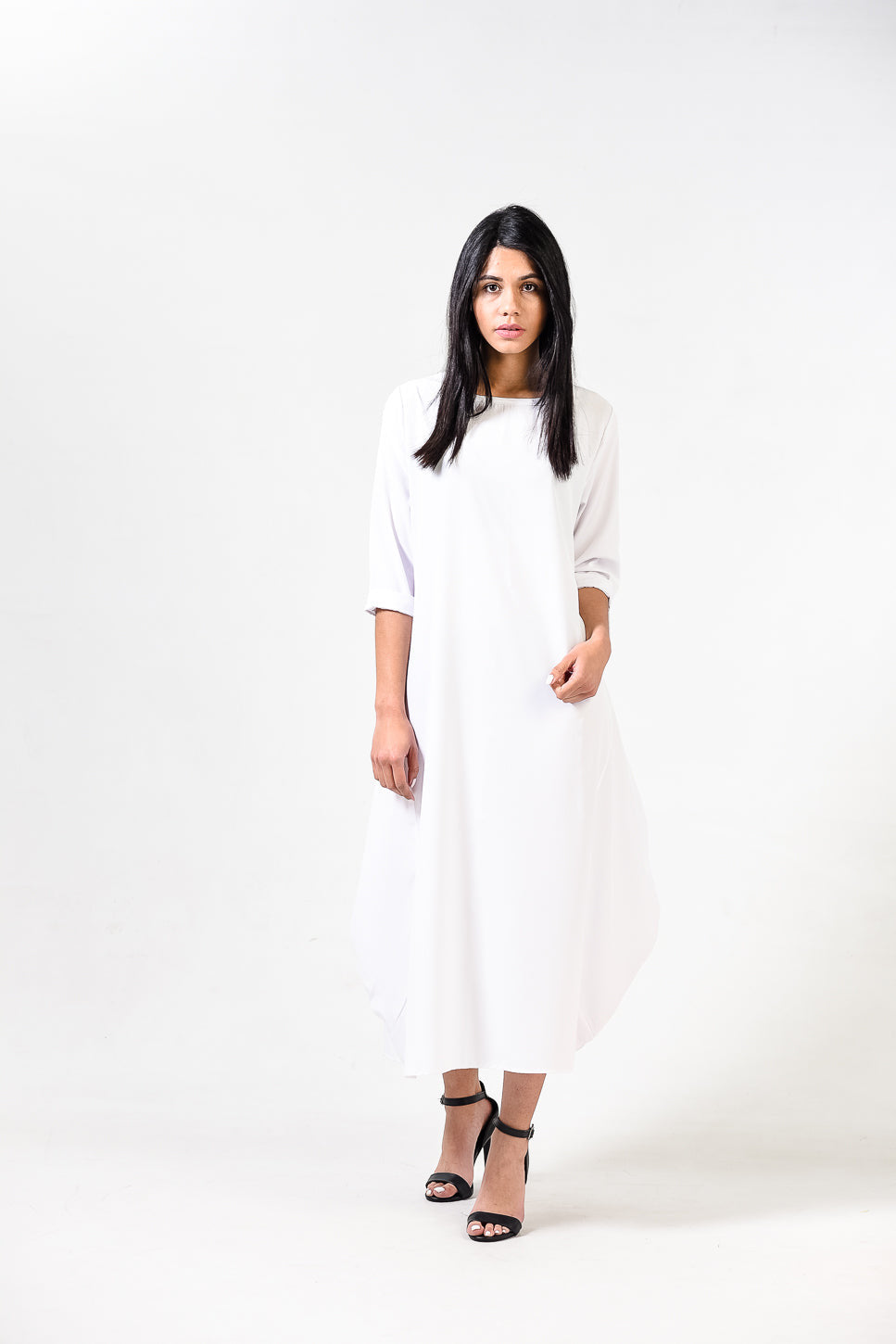 Solid Round Neck A Line Dress XD21