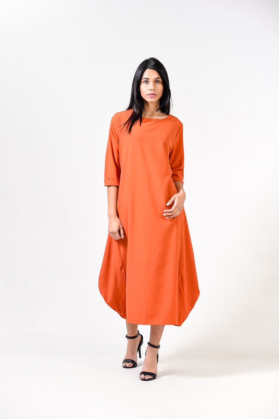 Solid Round Neck A Line Dress XD21