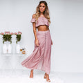 Satin Crop top front slit maxi skirt set - XD21