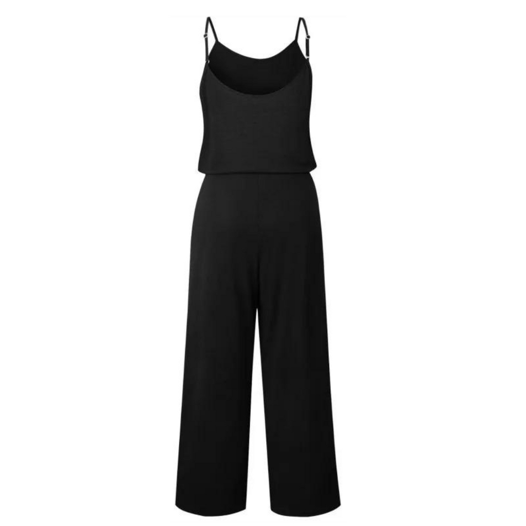 Solid Spaghetti Strap Drawstring Jumpsuit With Pockets XD21