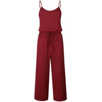 Solid Spaghetti Strap Drawstring Jumpsuit With Pockets XD21