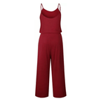 Solid Spaghetti Strap Drawstring Jumpsuit With Pockets XD21