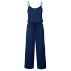 Solid Spaghetti Strap Drawstring Jumpsuit With Pockets XD21