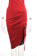 Spaghetti Ruched Drawstring Asymmetrical Dress XD21