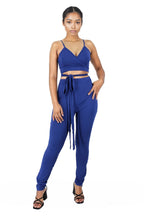 Spaghetti Strap Bandage Wrap Crop Top and Leggings Set XD21