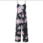 Spaghetti Strap Drawstring Floral Jumpsuit With Pockets XD21
