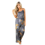 Spaghetti Strap Drawstring Floral Jumpsuit With Pockets XD21