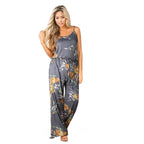 Spaghetti Strap Drawstring Floral Jumpsuit With Pockets XD21