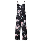 Spaghetti Strap Drawstring Floral Jumpsuit With Pockets XD21
