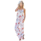 Spaghetti Strap Drawstring Floral Jumpsuit With Pockets XD21