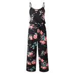 Spaghetti Strap Drawstring Floral Jumpsuit With Pockets XD21