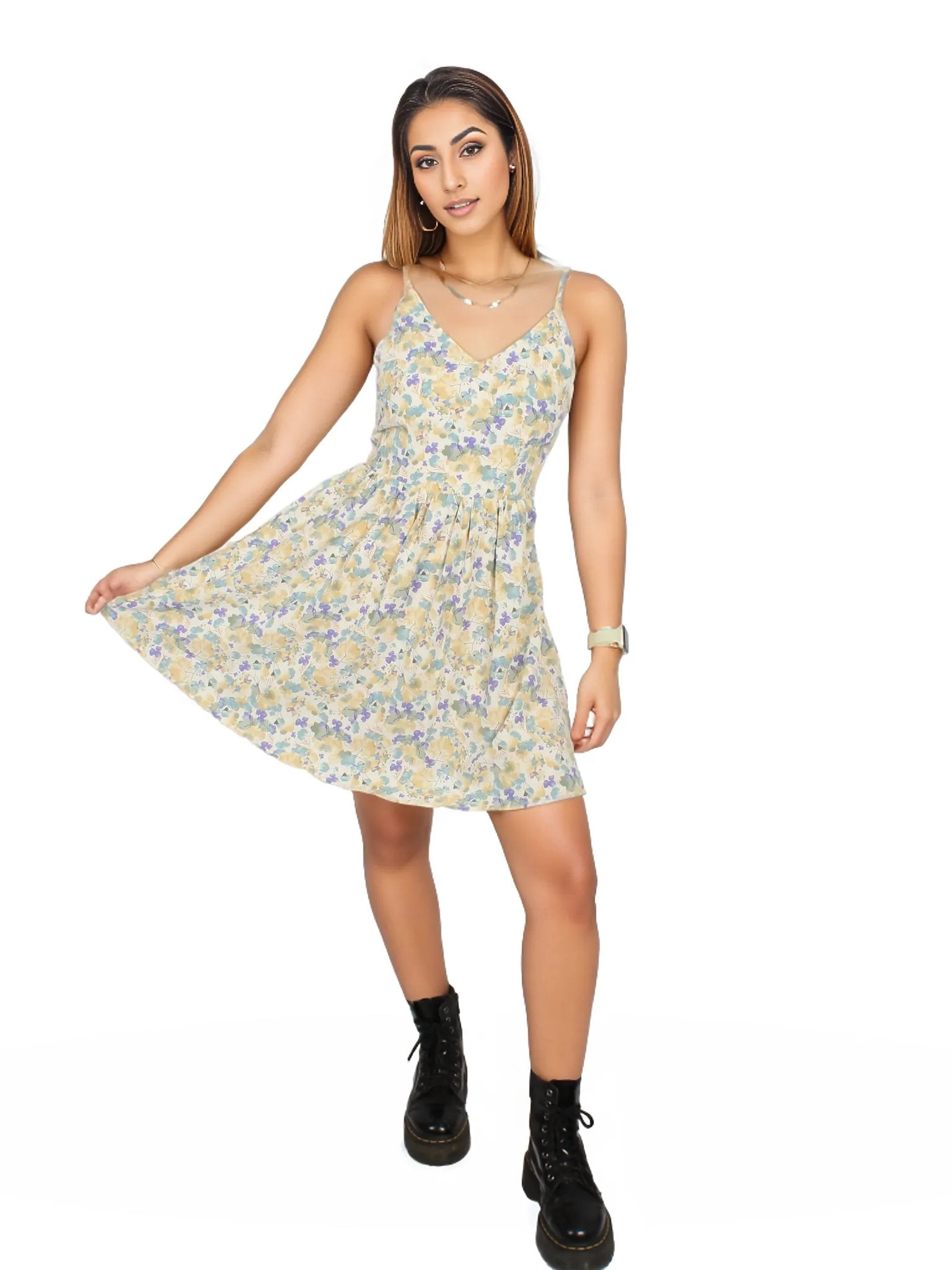 Spaghetti Strap Mini Ditsy Dress