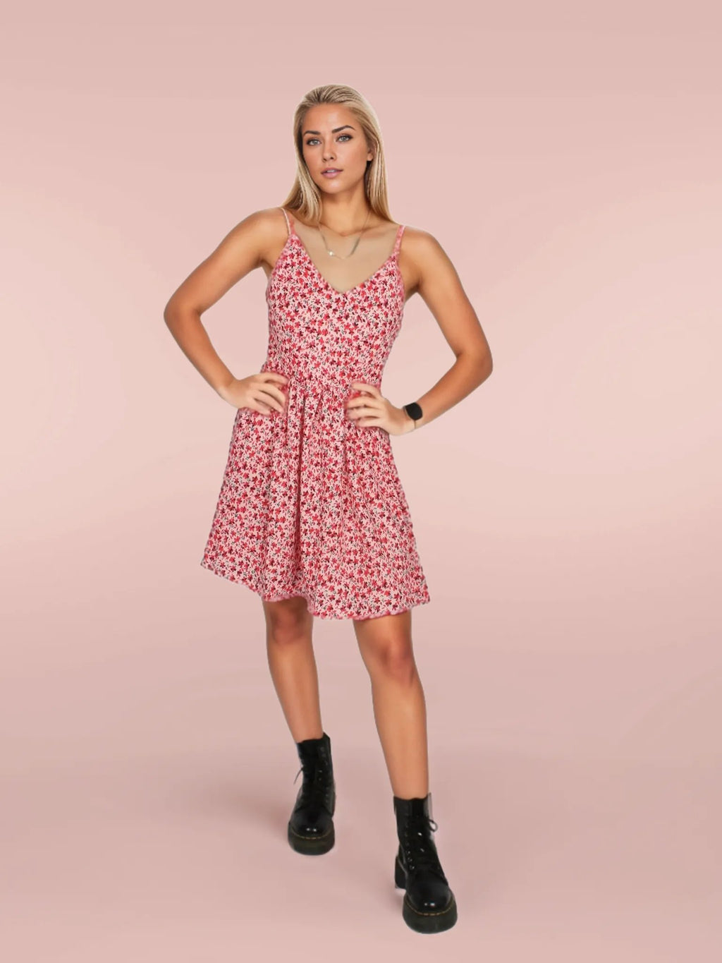 Spaghetti Strap Mini Ditsy Dress XD21