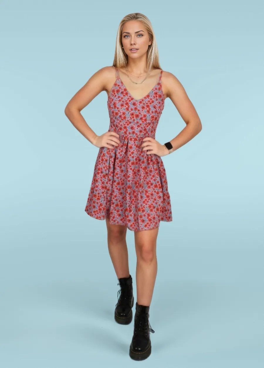 Spaghetti Strap Mini Ditsy Dress XD21